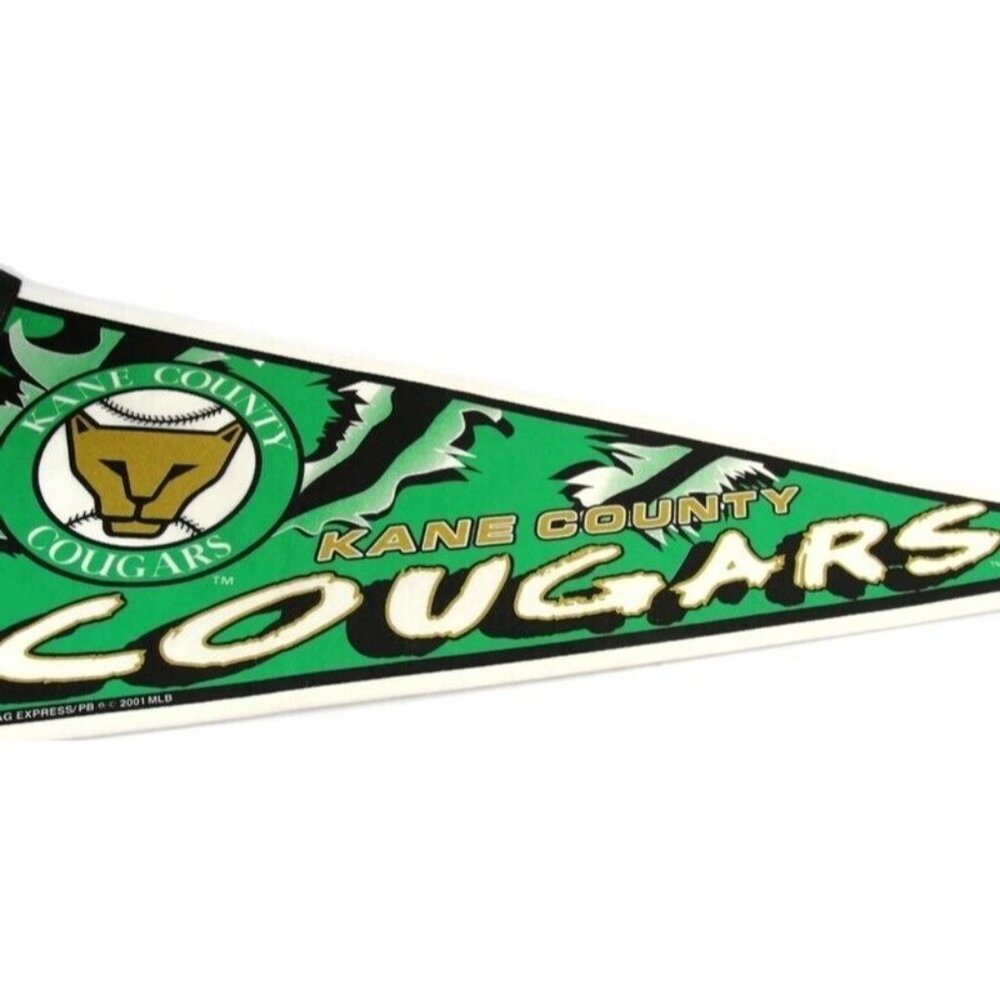 MWL Kane County Cougars Vintage 2001 Team Logo Baseball Pennant MLB 12"x30"